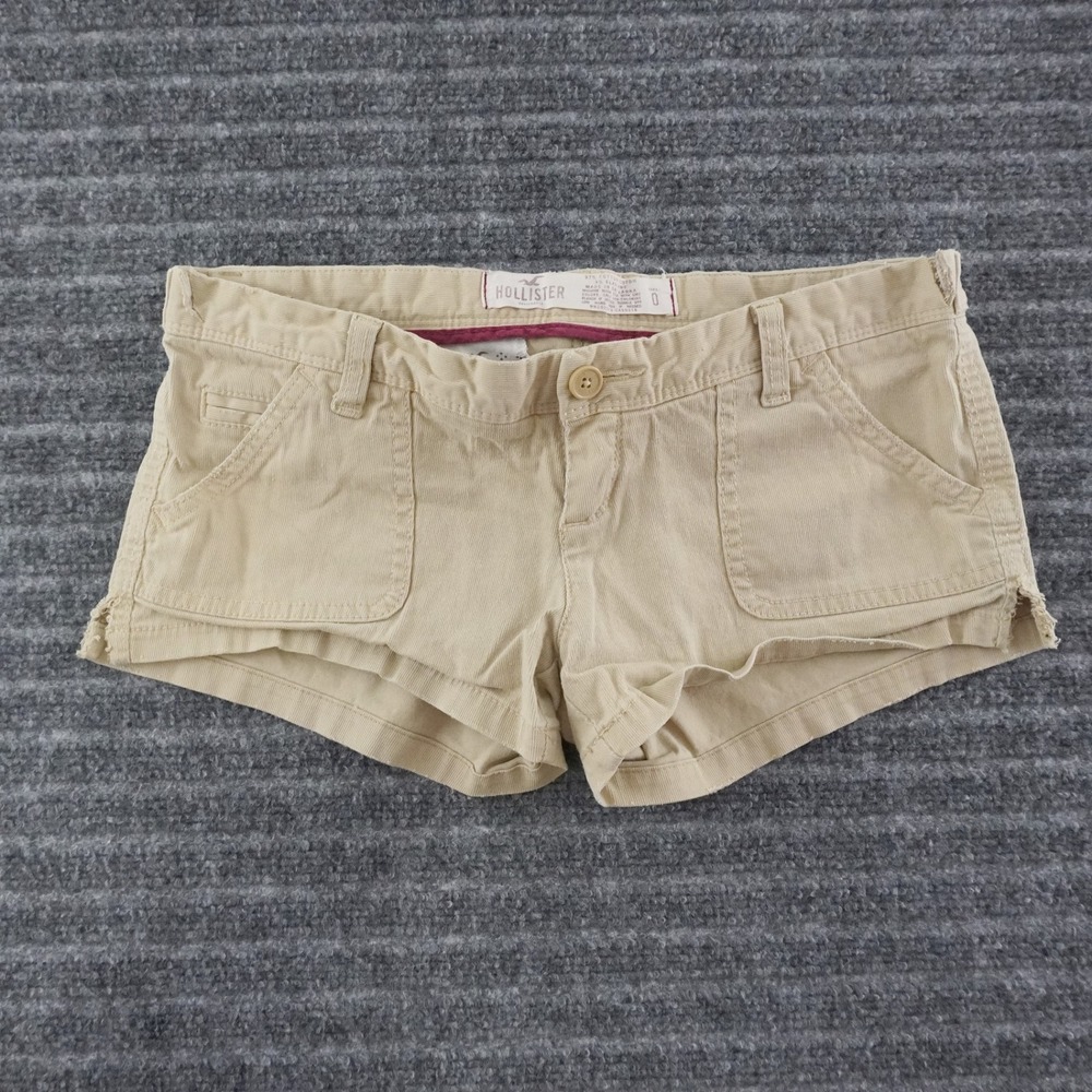 Y2K Hollister Corduroy Shorts Womens 0 Tan Low Rise Mini Short